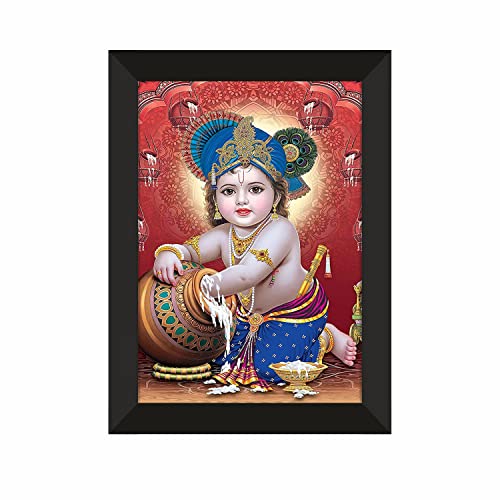 Image of PAPER PLANE DESIGN Religious Baby Krishna Poster for Pregnant Women Bal Roop Kanha Kanhaiya (A4 FRAMED)