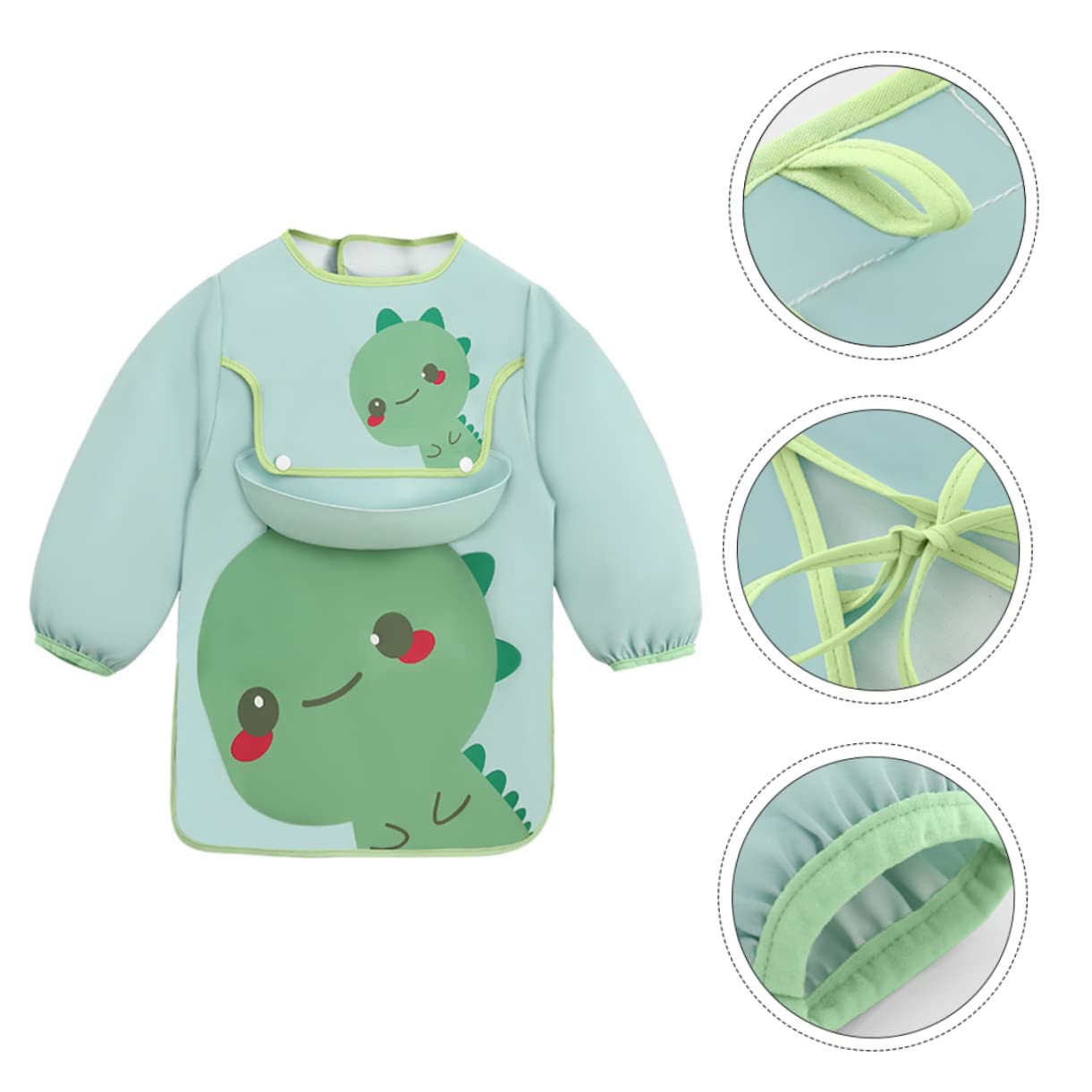 Abaodam 3st Lätzchen Kleinkindschürze Strapazierfähiger Kittel Für Kleinkinder Mit Latz Kinderschürze Cartoon- -schürzen Kunstkittel Mit Langen Ärmeln Produkte Polyester Green