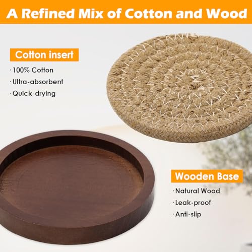 Mckanti6packwoodcoastersfordrinkswithcottoncoastersinsertwoodencoasterswithholderforcoffeetabledecorabsorbentcoastersforkindsofcups43inches  Urban Country Home Decor Mckanti 6 pack wood coasters for drinks with cotton coasters insert wooden coasters with holder for coffee table decor absorbent coasters for kinds of cups 43 inches  urban country home decor
