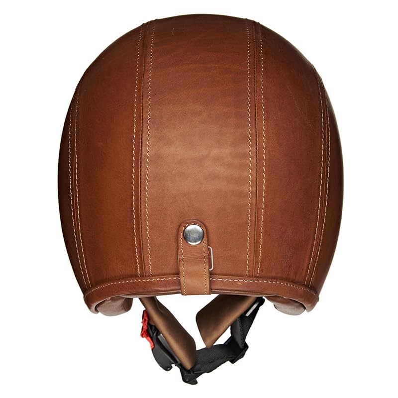 Image of Royal Enfield Granado Isi & Dot Certified Leather Coated Riding Helmet Re Logo Tan L-600Mm with Excellent Impact Protection, Motorcycling