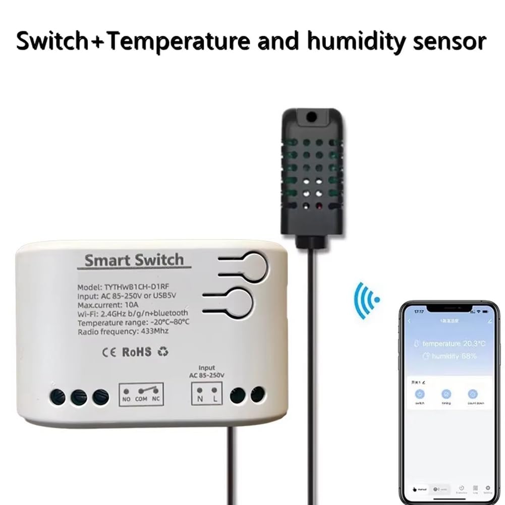 Tuya Smart Life WiFi Commutateur Relais Température Humidité Surveillance Thermostat Capteur Passif Contact Sec AC 85-250V