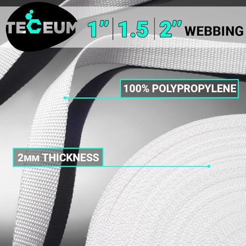 Image of TECEUM 3 /4 inch & 5 /8 inch & 1 inch & 1.5 inch & 2 inch Webbing - 10 25 50 Yards - 40+ Colors - Heavy Duty 1 Inch 1.5 Inch 2 Inch Backpack Straps - Webbing for Outdoors Indoors Crafting DIY