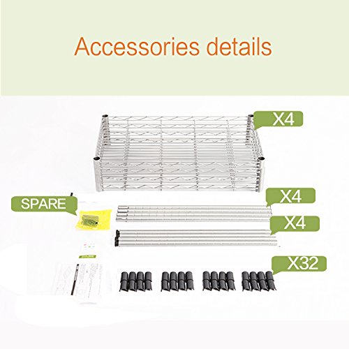 SINGAYE 4 Tier Adjustable Wire Shelving Metal Storage Rack for Laundry Bathroom Kitchen 530Lbs Capacity 13.4