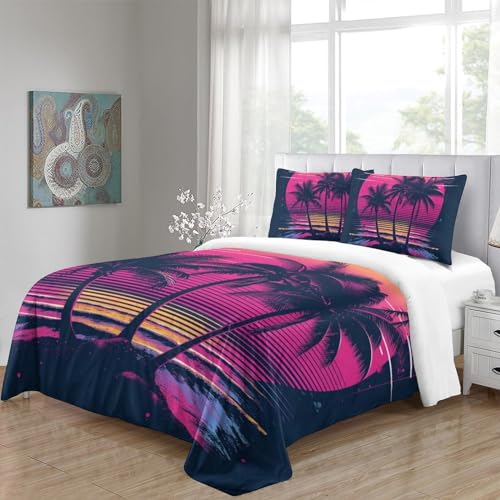 Housse de couette microfibre Île Coco pour lit ado 200x200cm facile à laver