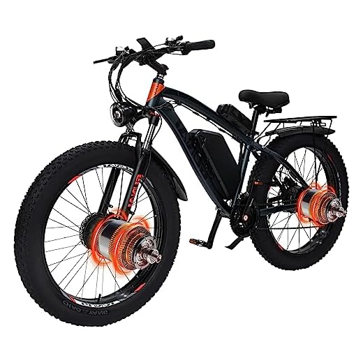 GUNAI GN88 Bicicleta eléctrica de Doble Motor Adultos Bicicleta de Montaña con Neumático Ancho de 26 Pulgadas con Batería de 48V 22AH