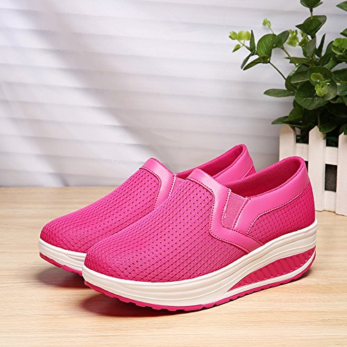 Image of L LOUBIT Women Wedge Shoes Breathable Mesh Sneakers Slip On Comfort Walking Shoes