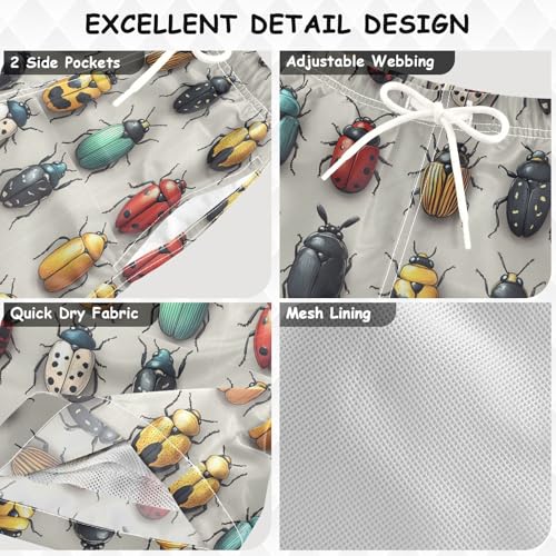 Pigsaly Boys Swim Trunks Cartoon Style Ladybug Boys Board Shorts Swimsuit Swimwear Summer Bathing Suit 5T Multicolor3