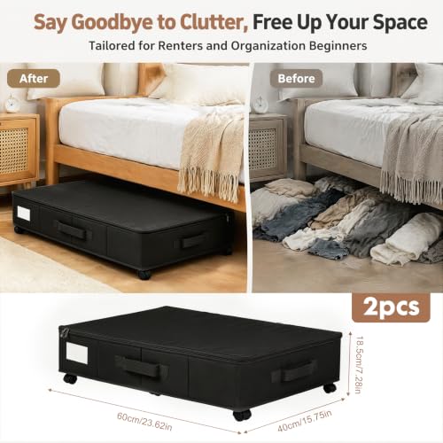 Cajones para debajo de la cama CEWROM con ruedas de 360 grados y tapa de ropa 4