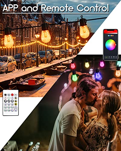 Solar Patio Lights Outdoor Waterproof, 48 Ft Solar String Lights Dimmable, Timer, App&Remote, String Lights For Outside Solar Powered Outdoor Solar String Lights For Yard, Backyard, Garden Decor #TOP4