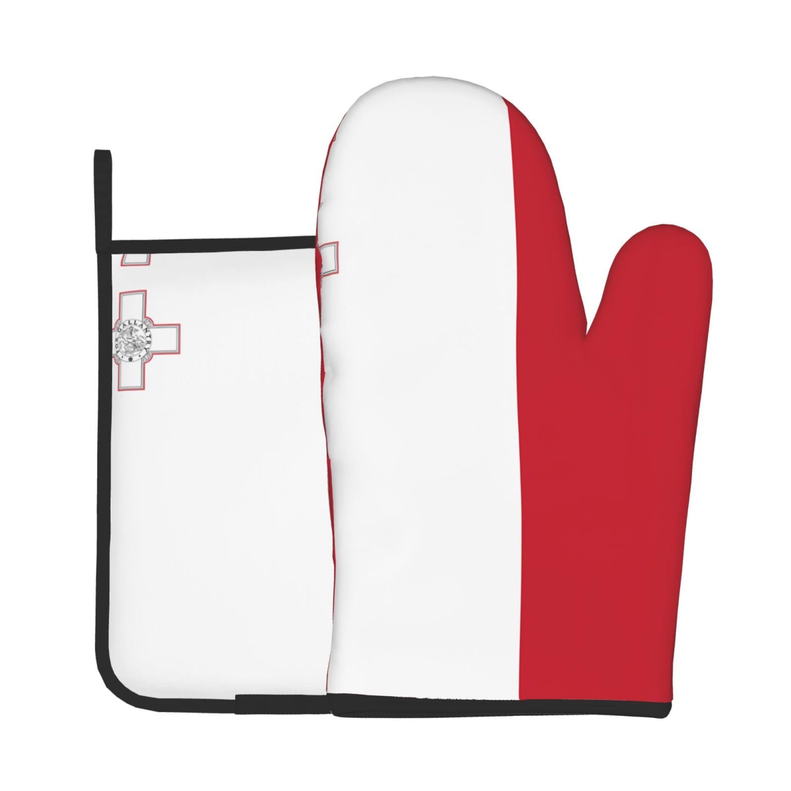 Oven Mitts and Potholders Set of 2 for Kitchen Baking Cooking GrayFlag of Malta Thick and Durable