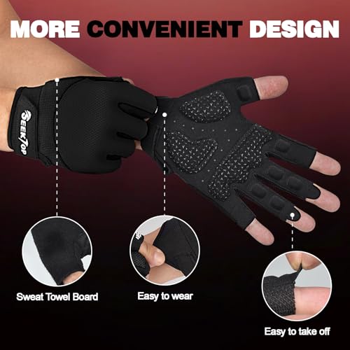 Seektop Breathable Workout Gloves for Women & Men, Thick Padded Weight Lifting Gloves, Full Palm Protection, Excellent Grip for Gym Fitness and Training, Exercise, Cycling