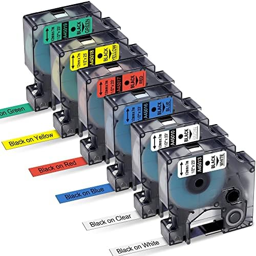 Greateam Compatible with Dymo Label Tape D1 Replaced for 45013(S0720530) 45010 45016 45017 45018 45019 for Dymo LabelManager 160 280 360D 210D, Dymo Label Maker Refills D1 Label Tape, 6P