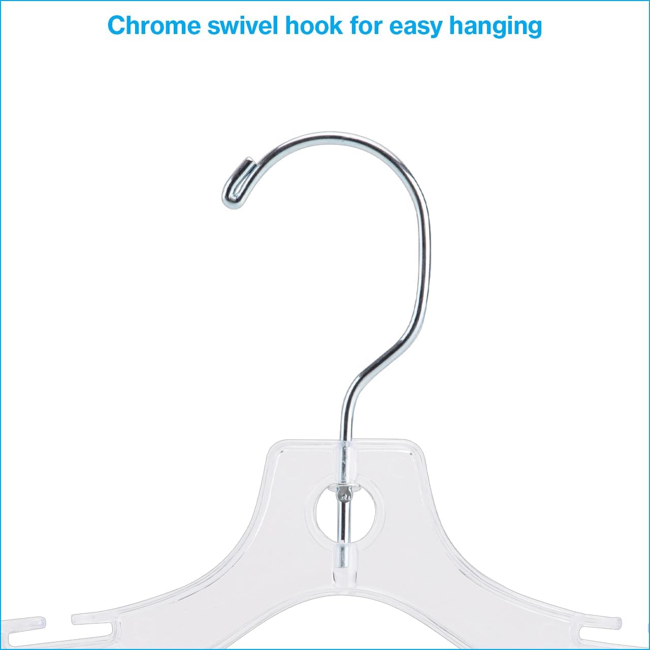 SSWBasics 10 Inch Clear Plastic Children's Dress Hangers - Case of 100 | Durable Retail Hangers with Swivel Hook for Kids' Clothing