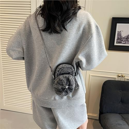 Denim Cap Crossbody Coin Purses Wallet Pouch Earphone Storage Bag Key Travel Coin Bag(Light blue)4