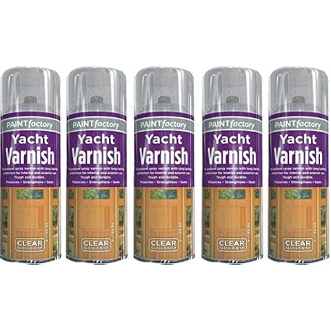 5 x All Purpose Yacht Varnish 400ML - Professional Gloss Finish Spray Wood Color Paint Cover