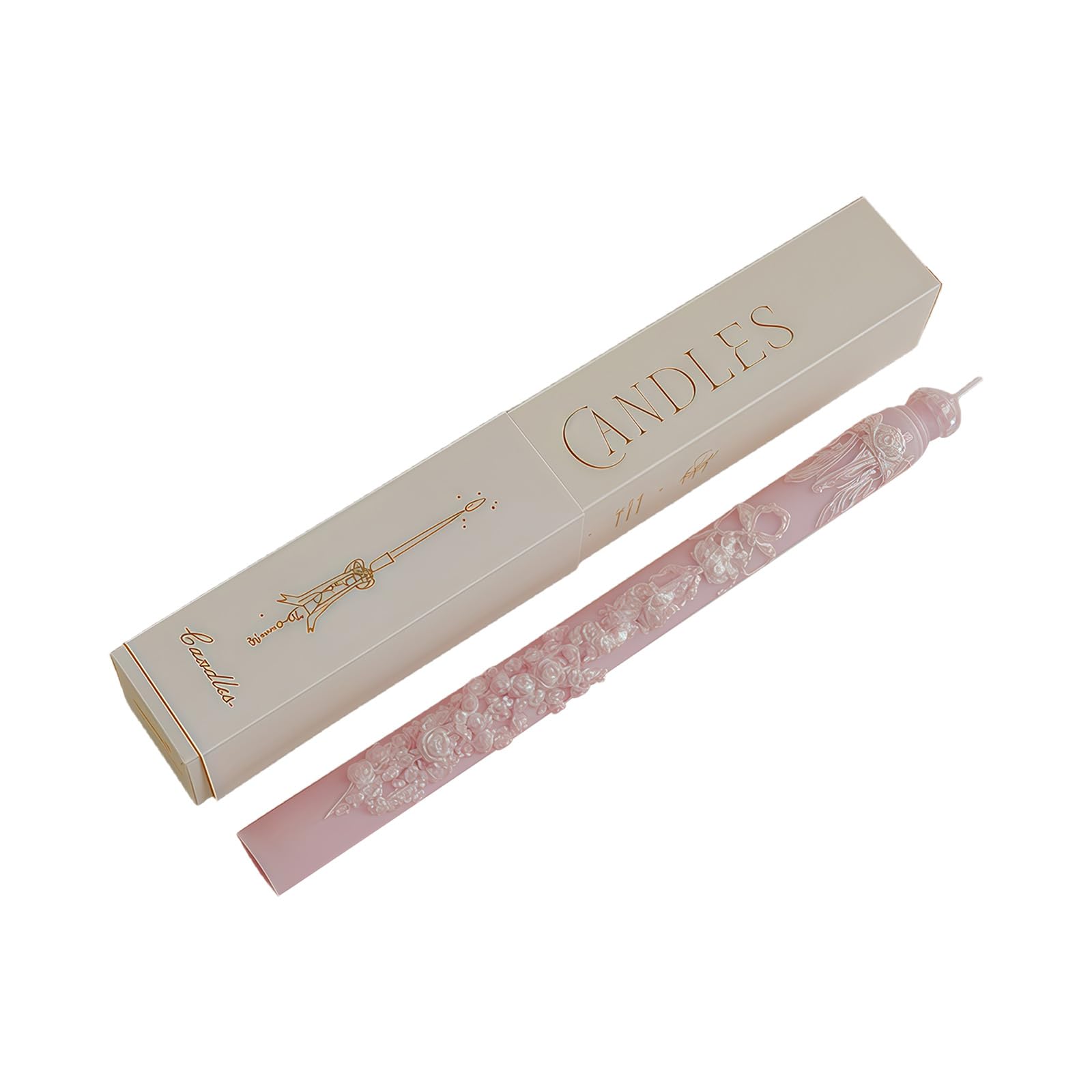 ordinarYone Floral Taper Candle Tall Taper Candle Emboss Scented Candled for Candlesticks Stick Valentine Wedding Home Decors