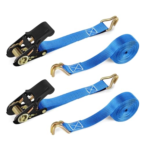 IAZZCO Ratschengurte mit Haken, 6 m x 25 mm, robuste Spanngurte mit Nockenschnalle für Motorräder/Auto/Anhänger/Haushalt, 2 Stück