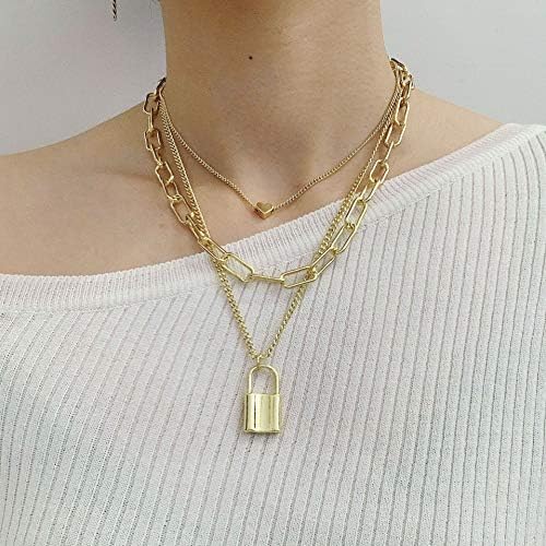 VANGETIMI Lock Pendant Necklace 
