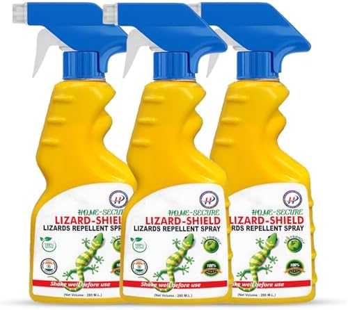 Home-Secure Lizard-Shield Natural Lizard Repellent Spray-280ml | Organic | Chemical-Free | Non-Toxic | 90 Days Protection | Mint Scent (Pack of 3)