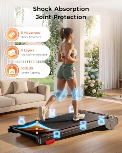 Image of Walking Pad Treadmill, BestGod Incline Under Desk Treadmill 330lbs Capacity, 2.5HP Portable Treadmills for Home, Compact Treadmills Mini Running Machine with Remote Control