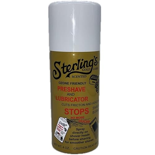 Sterling's Gold Label Preshave and Shaver Head Lubricator Spray for All Electric Shavers, 4 oz