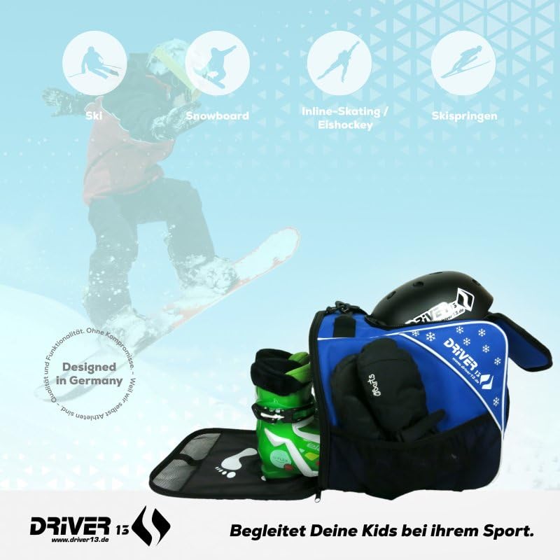 Driver13 kinderskischoentas (bootbag), tas pour kinderskischoenen et snowboardboots, draaggreep, Bleu