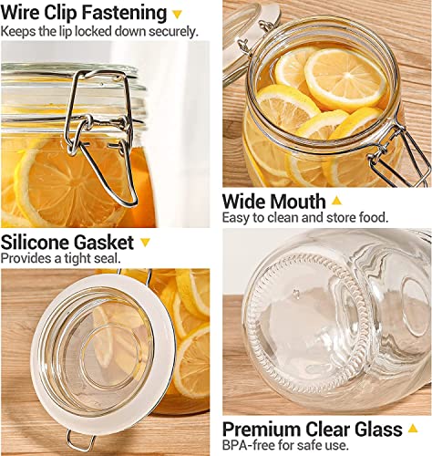 Image of Glass Storage Jars with Clip Lid, Round Clip Top Glass Jar, Clear Airtight Food Storage Container, Canisters for Dry Food Coffee Beans Cereal Spice Sugar Pasta, Round, 750ml, Pack of 1