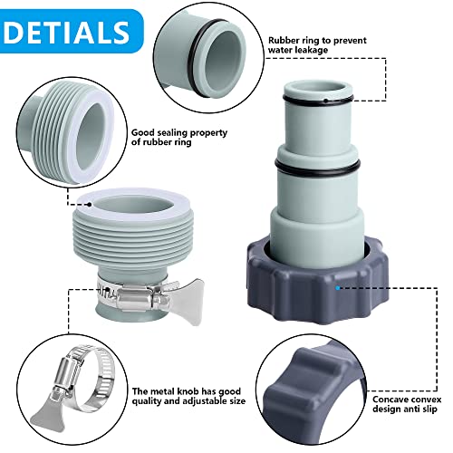 Lfutari 4Pcs Pool Pump Hose Connector,2 Types Replacement Hose Adapters For Threaded Connection Pumps,Hose Conversion Adapters For Above Ground Swimming Pool Accessories Part #TOP2