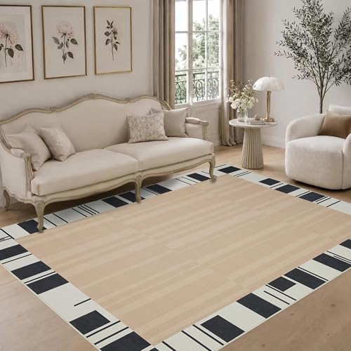 Latte&Fog Modern Easy Jute 4x6 Rug, Washable Outdoor Patio Rug for Living Room, Beige Cream Contemporary Non Slip Natural Indoor Carpet for Bedroom Backyard Office Dining Room — view 4
