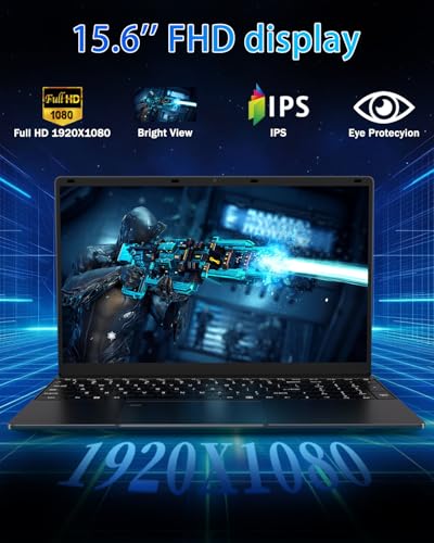 Image of Laptop Computer - 15.6 inch FHD Display Laptop with Cerelon N5095 Processor, 16GB DDR4 512GB SSD Laptop PC, Business Laptop with Fingerprint, Backlit Keyboard, WiFi 5, Bluetooth 4.2, HDMI, USB 3.0