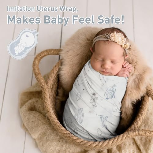 Image of Premium Soft Muslin Cotton Muslin Swaddle Blanket, Silky Baby Receiving Wrap for Newborns Unisex Design, Ideal for Boys and Girls 47x47 Inches (120x120cm) - Large and Comfortable (Airplane & Cloud)