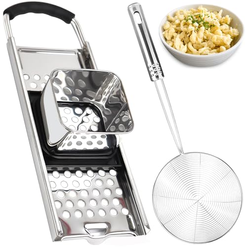 Spaetzle Maker, METLUCK Premium Stainless Steel Spaetzle Noodle Maker with Strainer Skimmer for Homemade Spaetzle