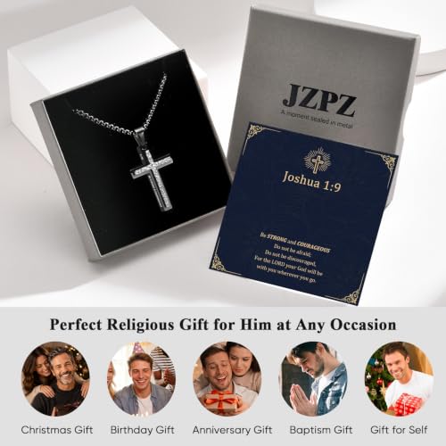 Silver Cross Necklace for Men-Hammered Christian Pendant Chain Necklaces - image 5