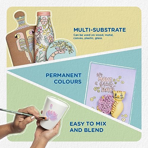Fevicryl Multi Surface Pastel Acrylic Colours Kit 6 Shades X 15Ml | Ideal For Wood, Glass, Canvas, Metal, Plastic, Mould It | For Hobbyists, Artists, Diy Art And Craft (Image - 5)