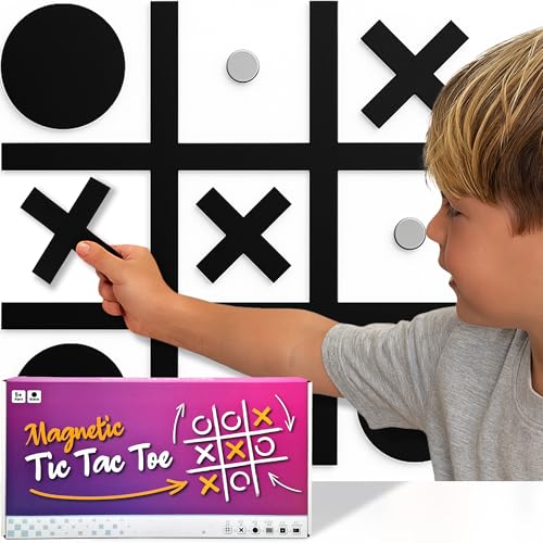 Powerful & Large Magnetic Tic Tac Toe Wall-Mount Game - Strong Adhesive for Easy Mounting (Simple Installation) - Will Not Fall - Tic Tac Toe Wall Decor Game - Fun for Kids and Adults