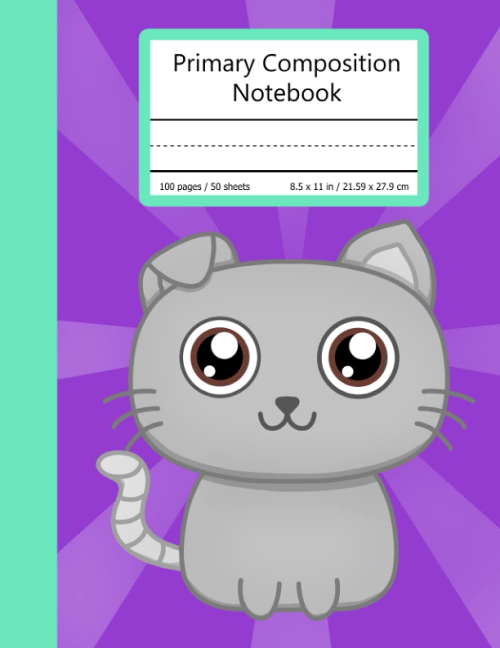 Primary Composition Notebook: Primary Story Journal, Dotted Midline and Picture Space, Grades K-2 School Exercise Book, Animal Friends, Cat
