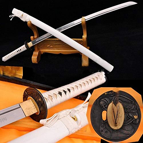 GLW Sword Battle Ready Japanese Samurai Sword Katana Hand Carbon Steel Blade Sharp 100% Handmade Grinding Polishing Chinese Longquan Sword Sword Jian Sharp Blade Battle Ready