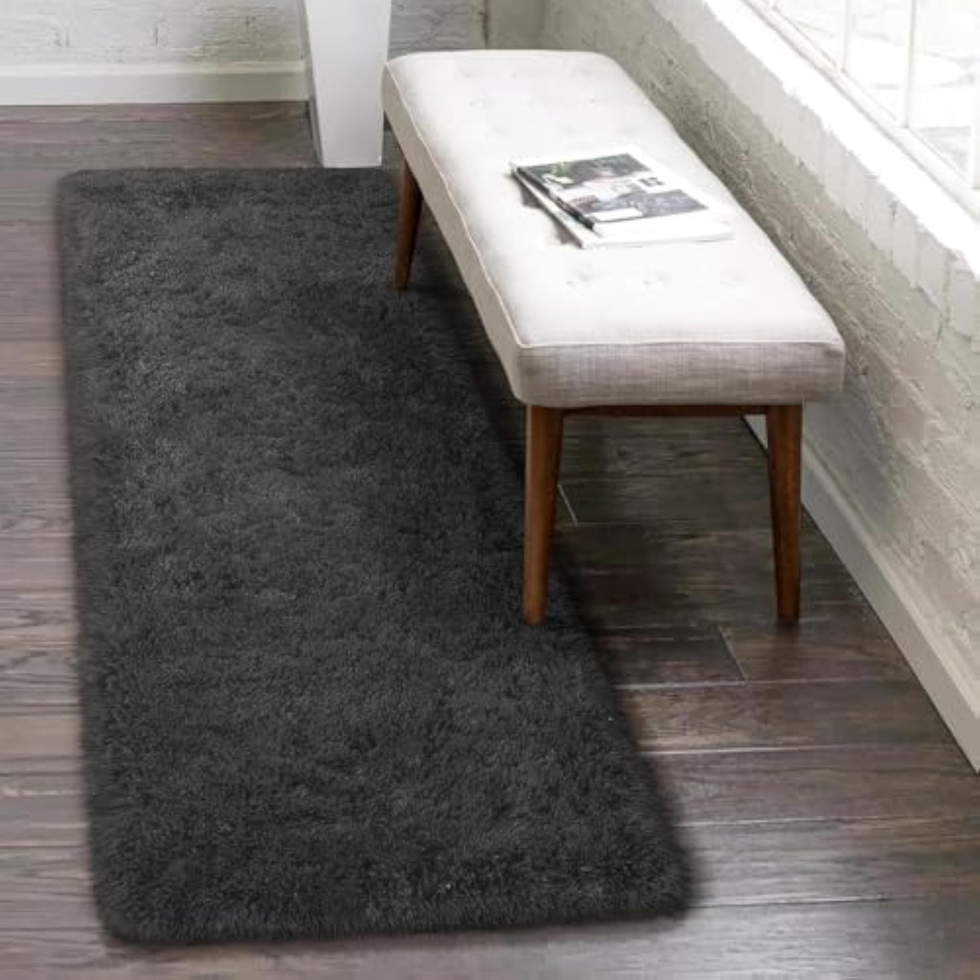 2x4 Feet Grey Microfiber Runner Carpet for Kitchen