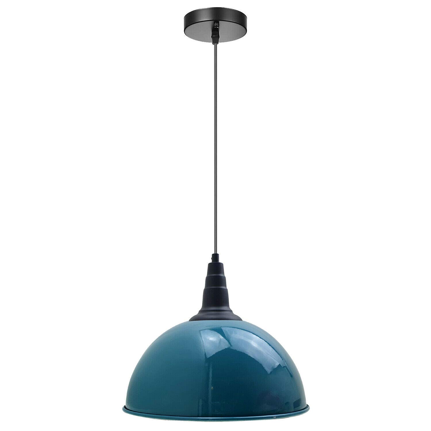 LEDSone Modern Retro Vintage Pendant Light Shades Metal Ceiling Lighting E27 Light Lamp Fixture Industrial Hanging Light Set Ideal for Dining Room Bar Clubs (Blue)
