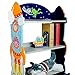 Fantasy Fields - Outer Space Thematic Sturdy Wooden Kids Bookshelf with Hand Crafted Designs, 3-Tier Shelf Bookcase and Toy Storage Drawer, Blue