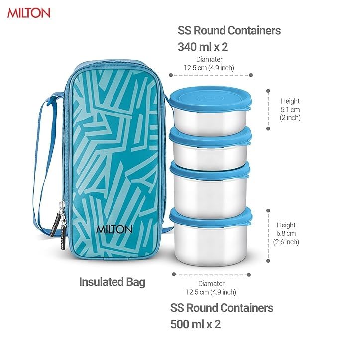 Image of Spare SM Tiffin Lid Compatible with Milton Stack Pack Stainless Steel Tiffin | Fits 200ml, 350ml & 500ml Containers | Leak-Proof Replacement Lid | BPA-Free | Cyan (Only Lid)