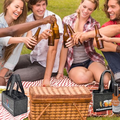 Oizemori Bier Tasche,Männerhandtasche Bier,Tragetasche Flaschentasche 6 Flaschen,Witzige Geschenke Geburtstag Männerhandtasche Bier,für Herren, Vater, Sohn, Freund (Schwarz)