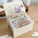 Sticker Aufbewahrung Organizer mit 7 Fächern, Stickeralbum Leer zum Sammeln, Aufbewahrungsbuch für Scrapbook, Journal und Nail Art, Organisieren und Aufräumen für Sticker, Fotokarten und Papier, Beige