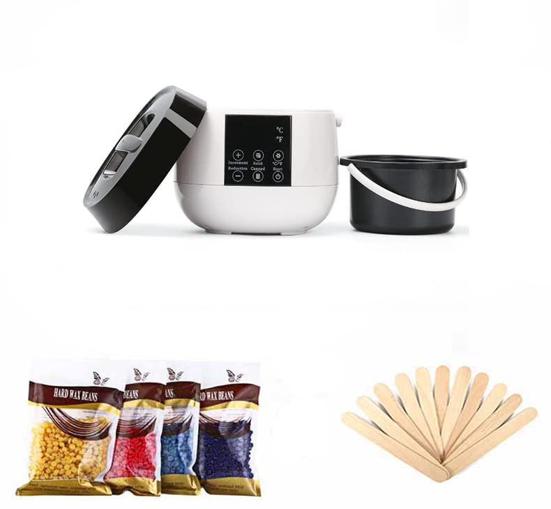 ShtainHair Removal Wax-melt Machine Heater Wax Beans Wood Stickers Hair Removal Machine Waxing Kit Calentador Wax Melter (white A)