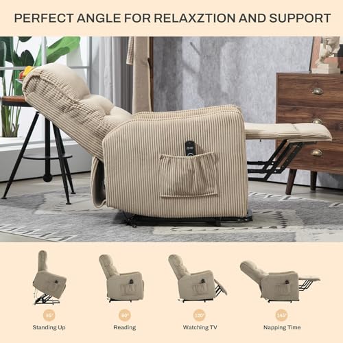 Sillón con masaje y calefacción ajustable Beige miniatura 4