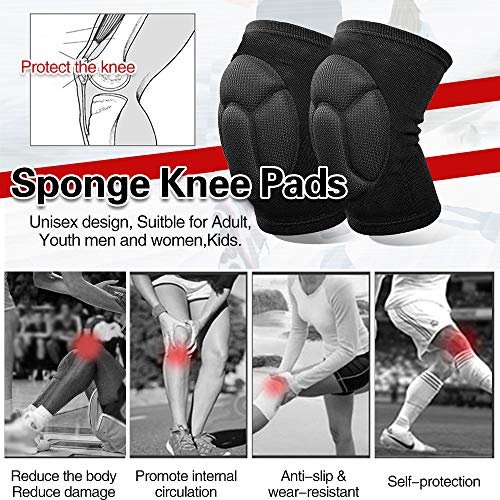 Image of Electomania 1 Pair Knee Pads Thick Sponge Collision Avoidance Kneeling Kneepad Outdoor Climbing Sports Riding Protector Protection (Black)