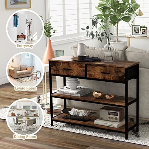 Console Industrielle 100cm 2 tiroirs tissu, GOPLUS