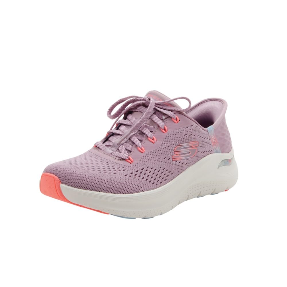 Skechers Women's Arch Fit 2.0 Easy Chic Slip-in Trainers, Mauve Mesh/Multi Trim, 3.5 UK