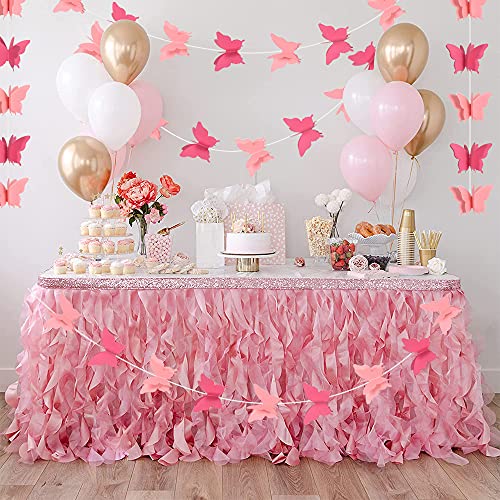 Image of 5 Pieces 3D Pink and Red Butterfly Paper Garland Hanging Decorative Banner for Home Ceiling Decor Birthday Party Baby Shower Wedding Theme Valentine Decoration Supplies Total 393 Inch Length