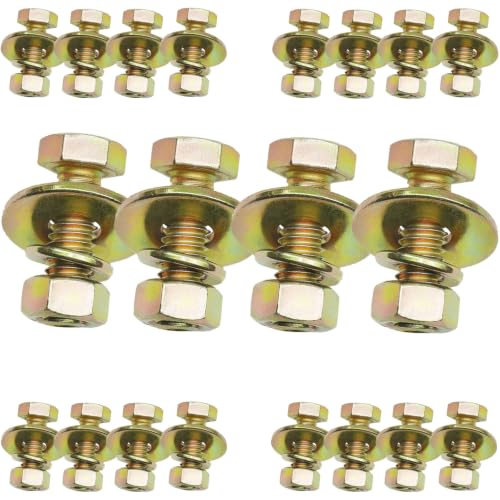 Image of 5 /16 inch x 1 inch Grade 8 Hex Head Bolt and nut,Spring Lock Washer and Large Flat Washer Assortment Kit, Color Gavalization,Alloy Steel,Heavy Duty,(20sets Pack),by Metalsuberg.